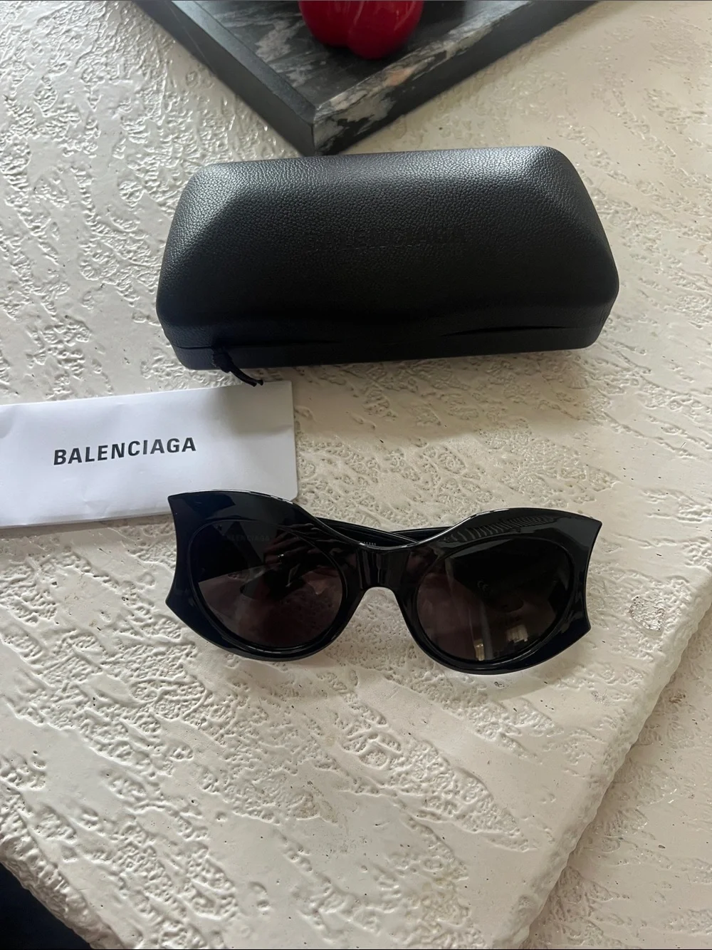 Balenciaga Black Cat-Eye Sunglasses with Dark Lenses